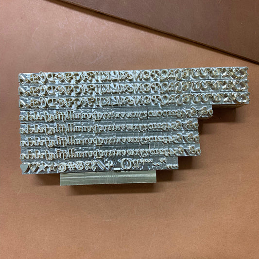 Custom brass leather stamp set – Goudy Cursive font